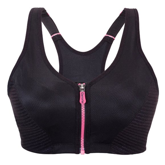 Glamorise SPORT Bra 38B (HIGH-IMPACT) Wicking (RACERBACK) Stretch BLACK NEW - Picture 1 of 9